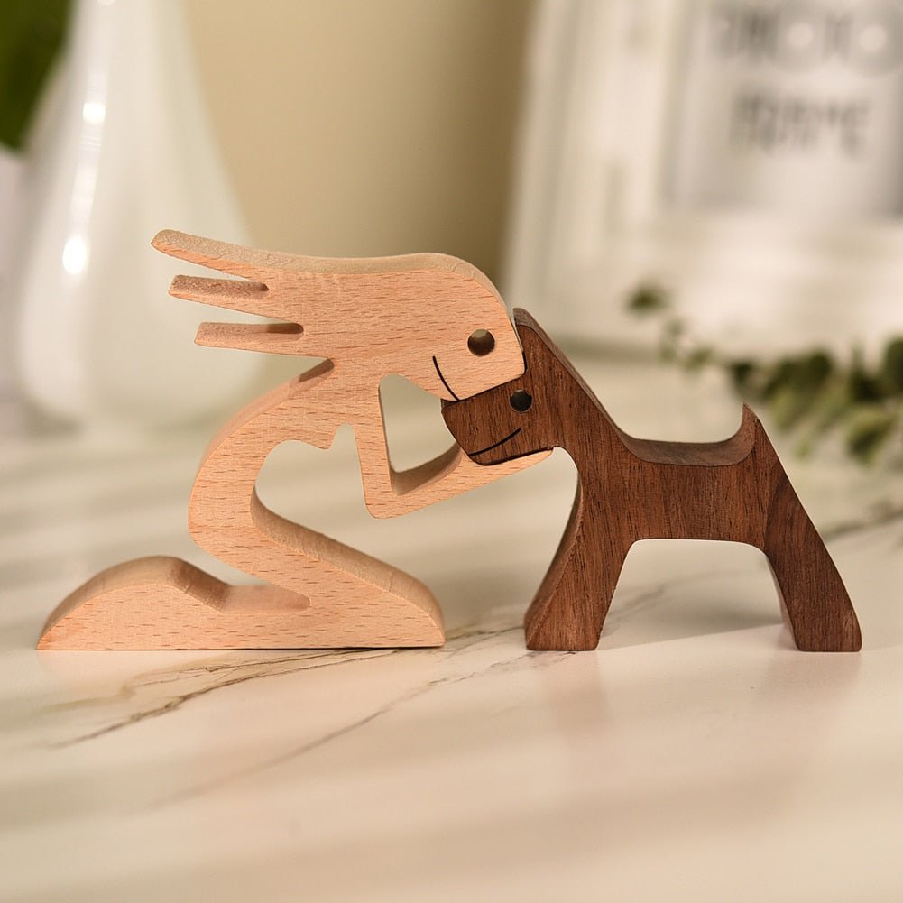 Family Puppy Wood Dog Figurine Desk Ornament - DormVibes