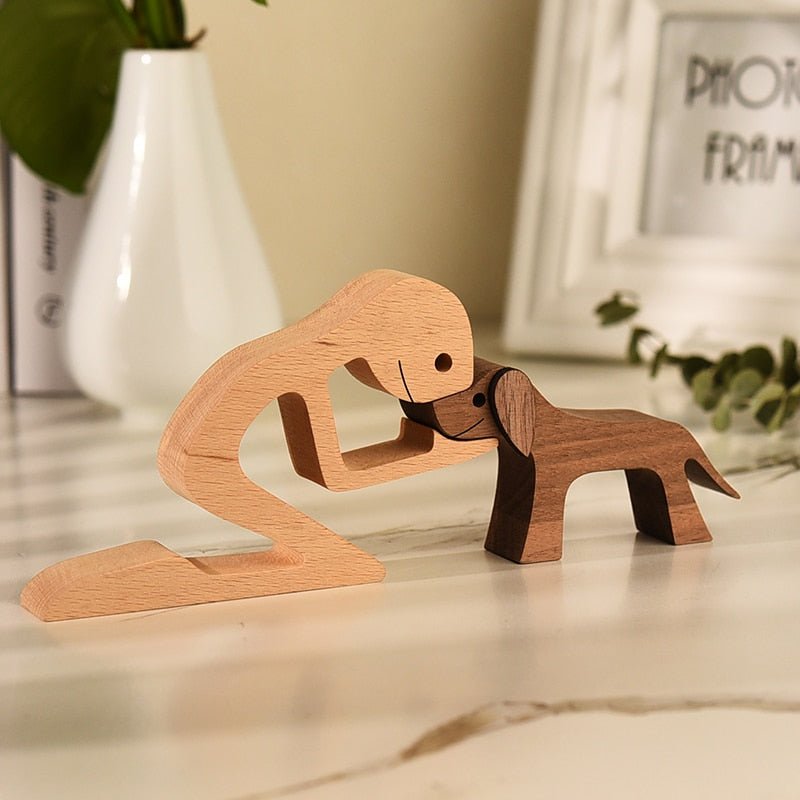 Family Puppy Wood Dog Figurine Desk Ornament - DormVibes