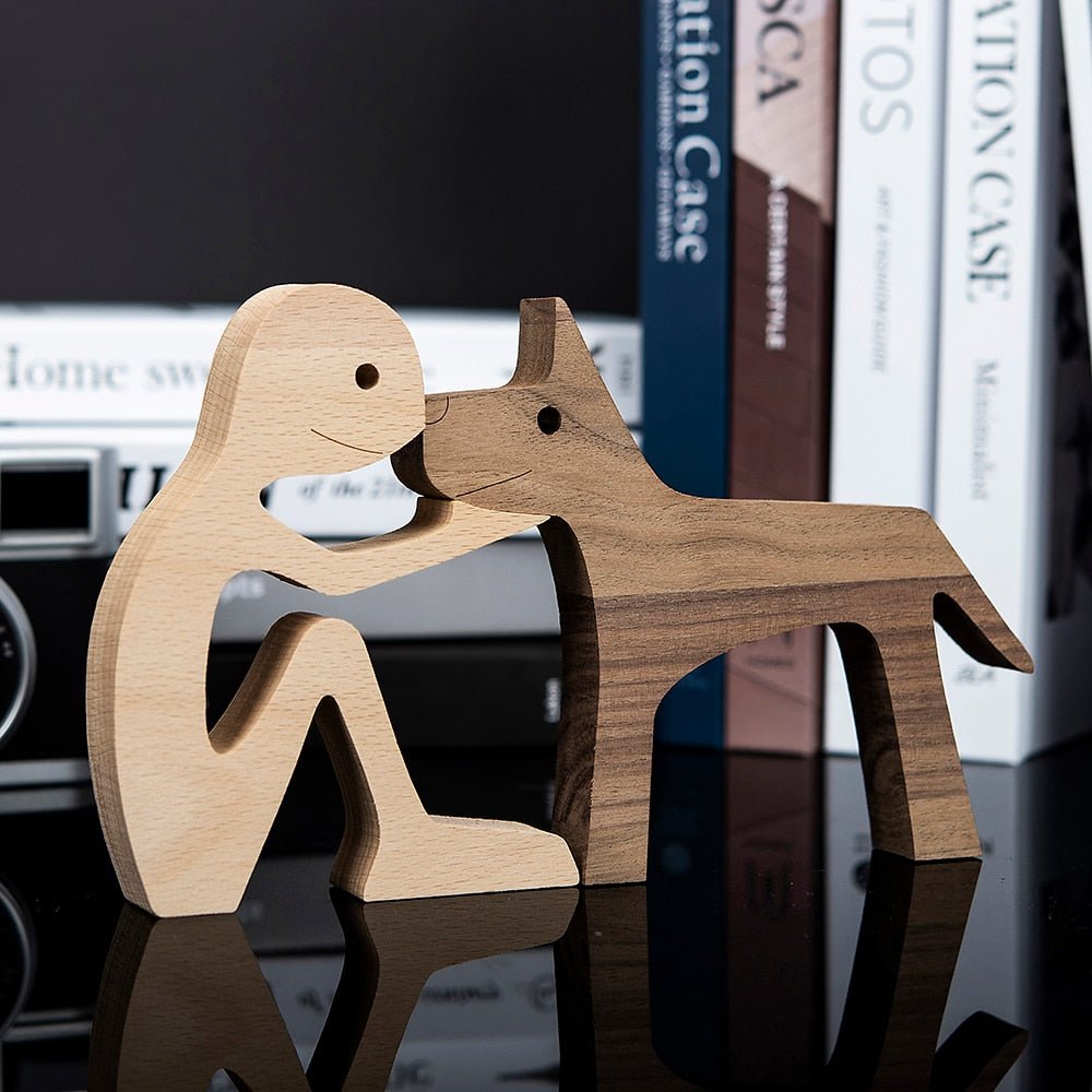Family Puppy Wood Dog Figurine Desk Ornament - DormVibes