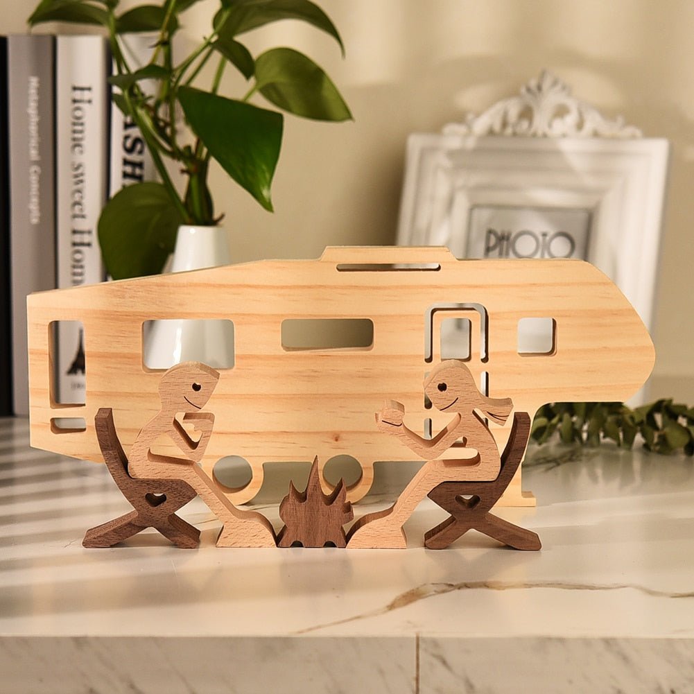 Family Puppy Wood Dog Figurine Desk Ornament - DormVibes