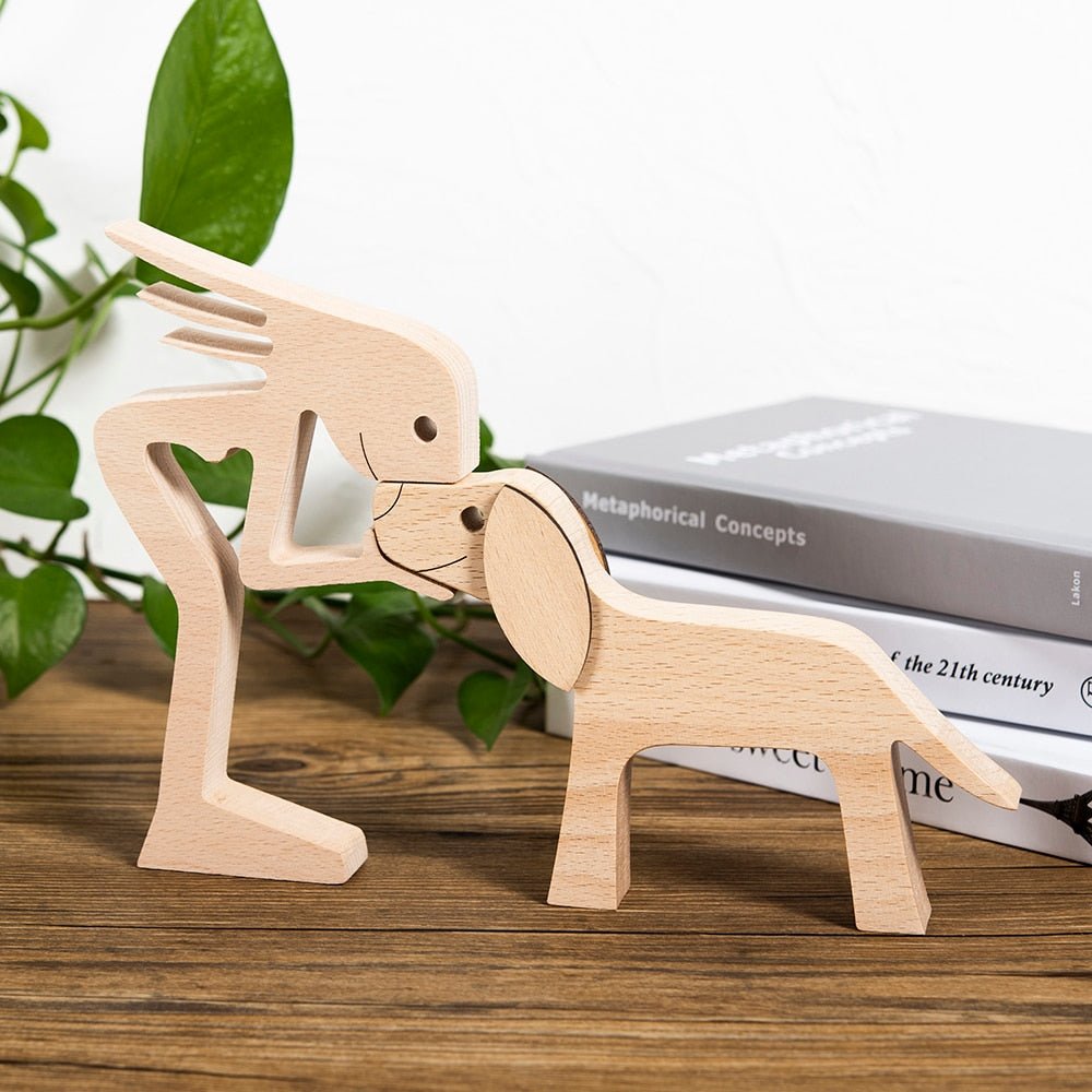 Family Puppy Wood Dog Figurine Desk Ornament - DormVibes