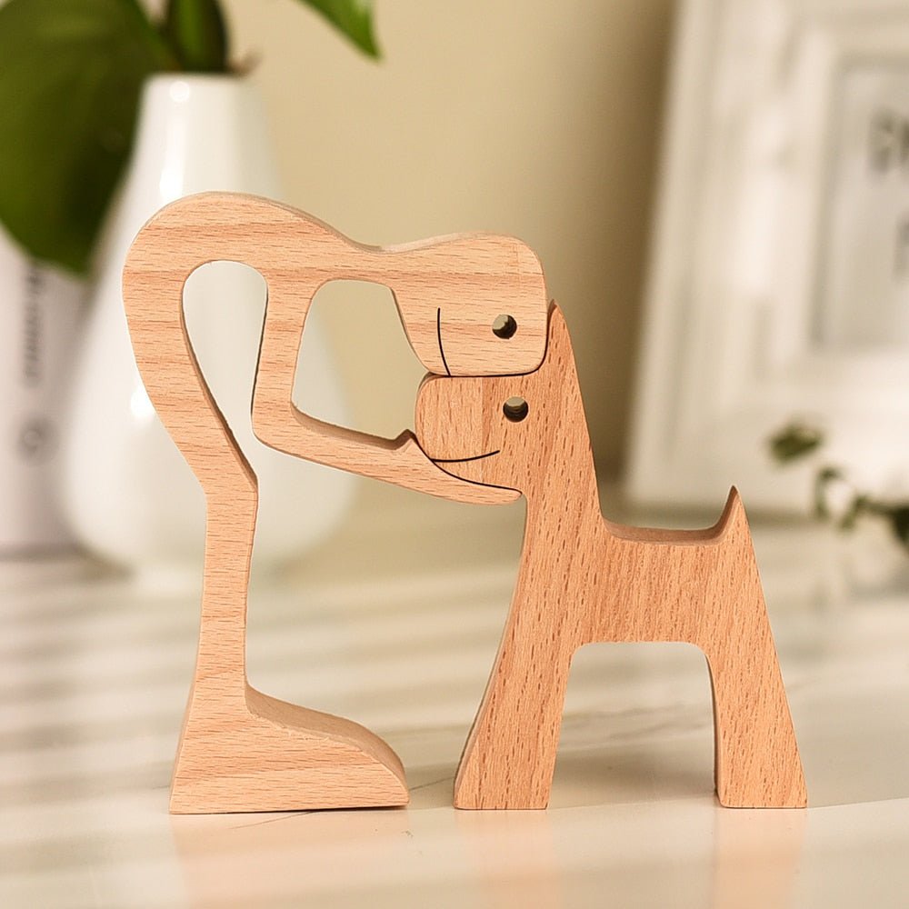 Family Puppy Wood Dog Figurine Desk Ornament - DormVibes