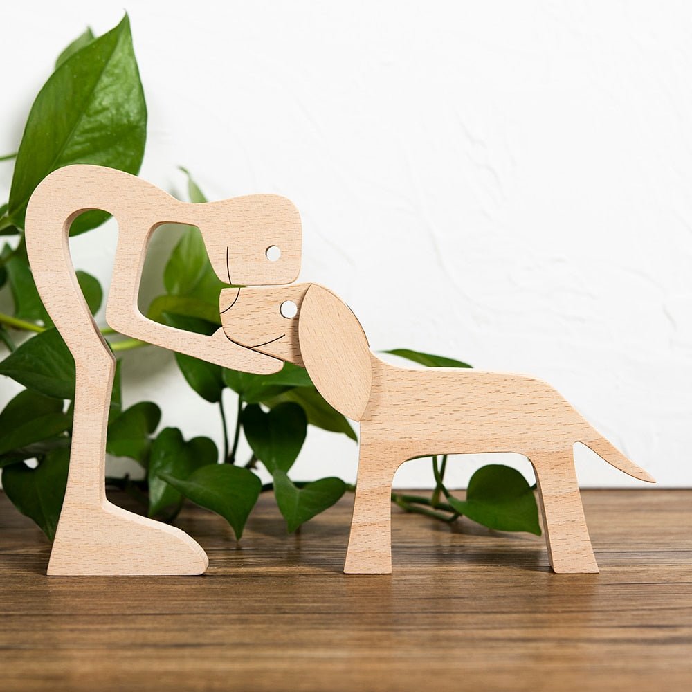 Family Puppy Wood Dog Figurine Desk Ornament - DormVibes