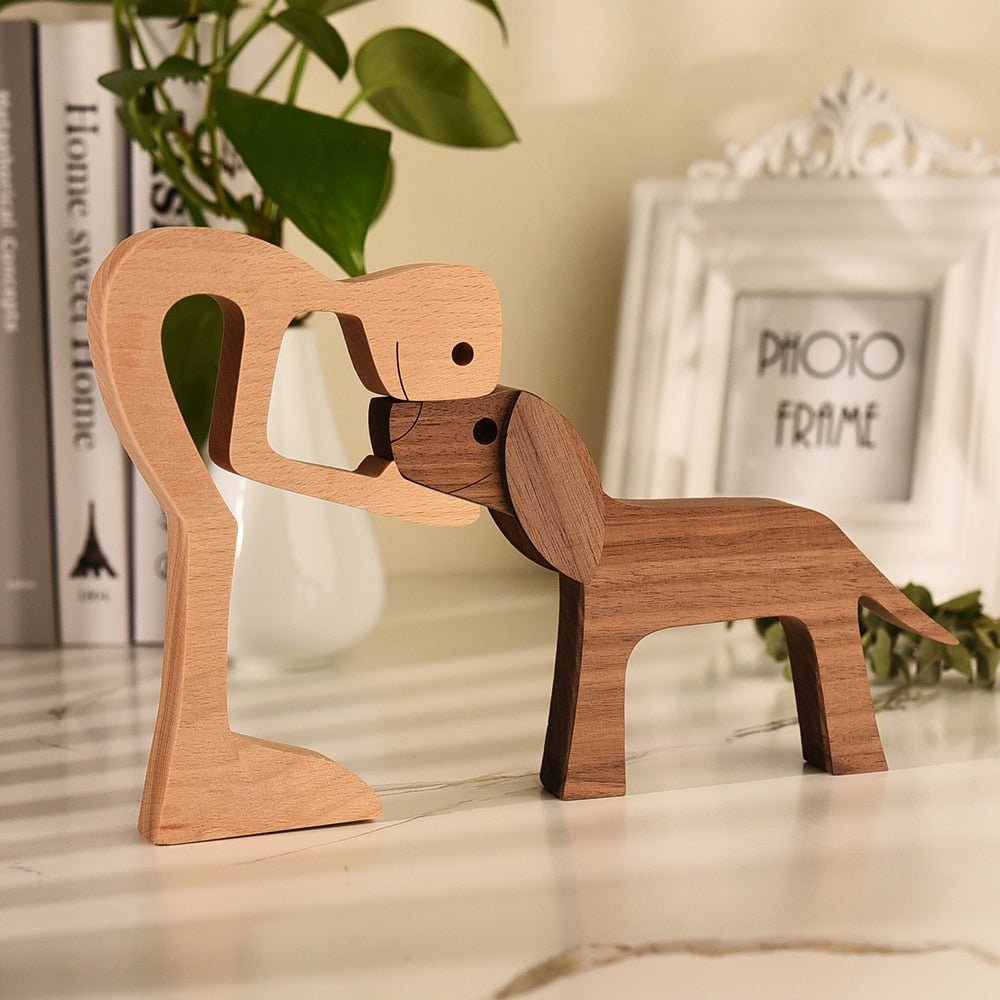 Family Puppy Wood Dog Figurine Desk Ornament - DormVibes