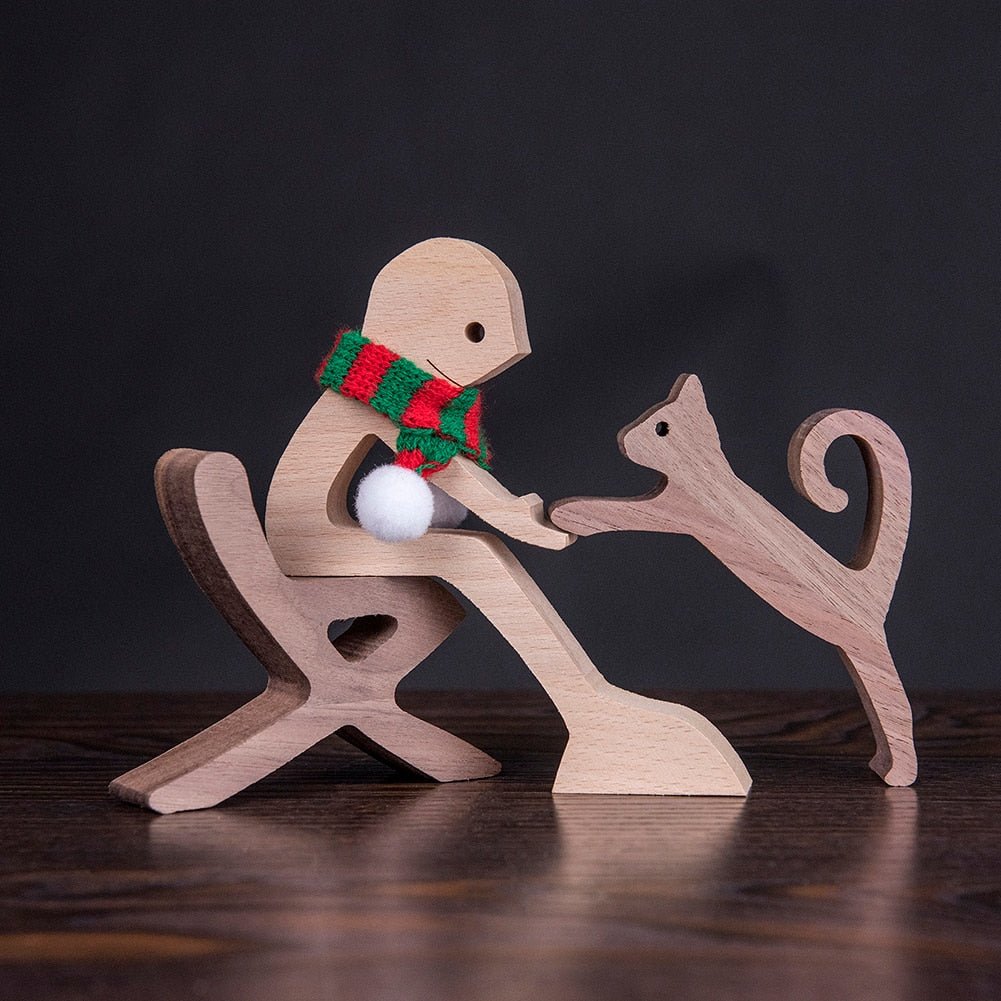Family Puppy Wood Dog Figurine Desk Ornament - DormVibes