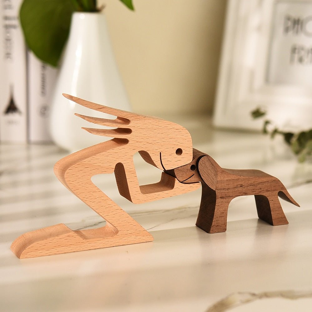 Family Puppy Wood Dog Figurine Desk Ornament - DormVibes