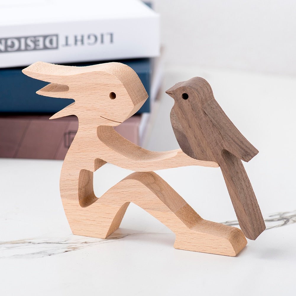 Family Puppy Wood Dog Figurine Desk Ornament - DormVibes