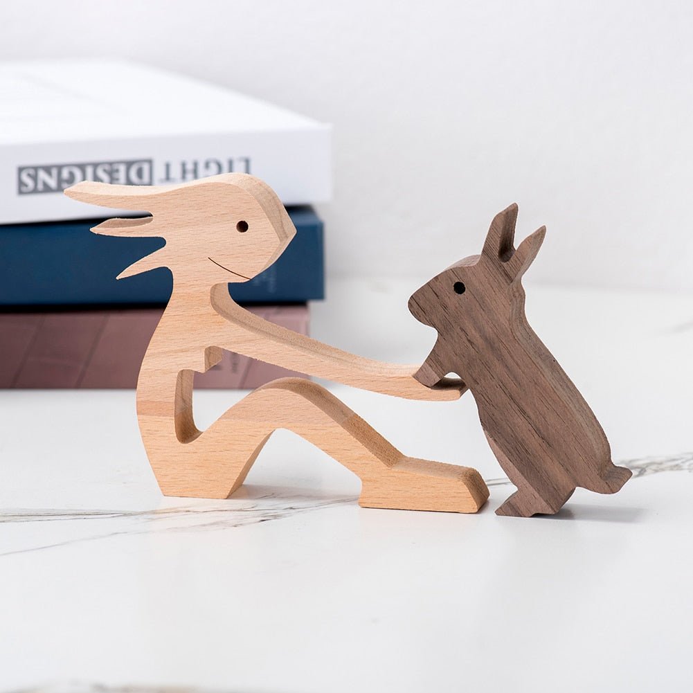 Family Puppy Wood Dog Figurine Desk Ornament - DormVibes