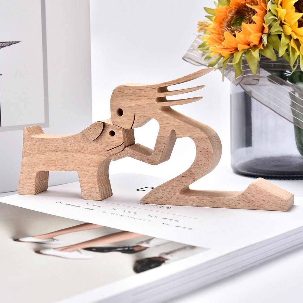 Family Puppy Wood Dog Figurine Desk Ornament - DormVibes
