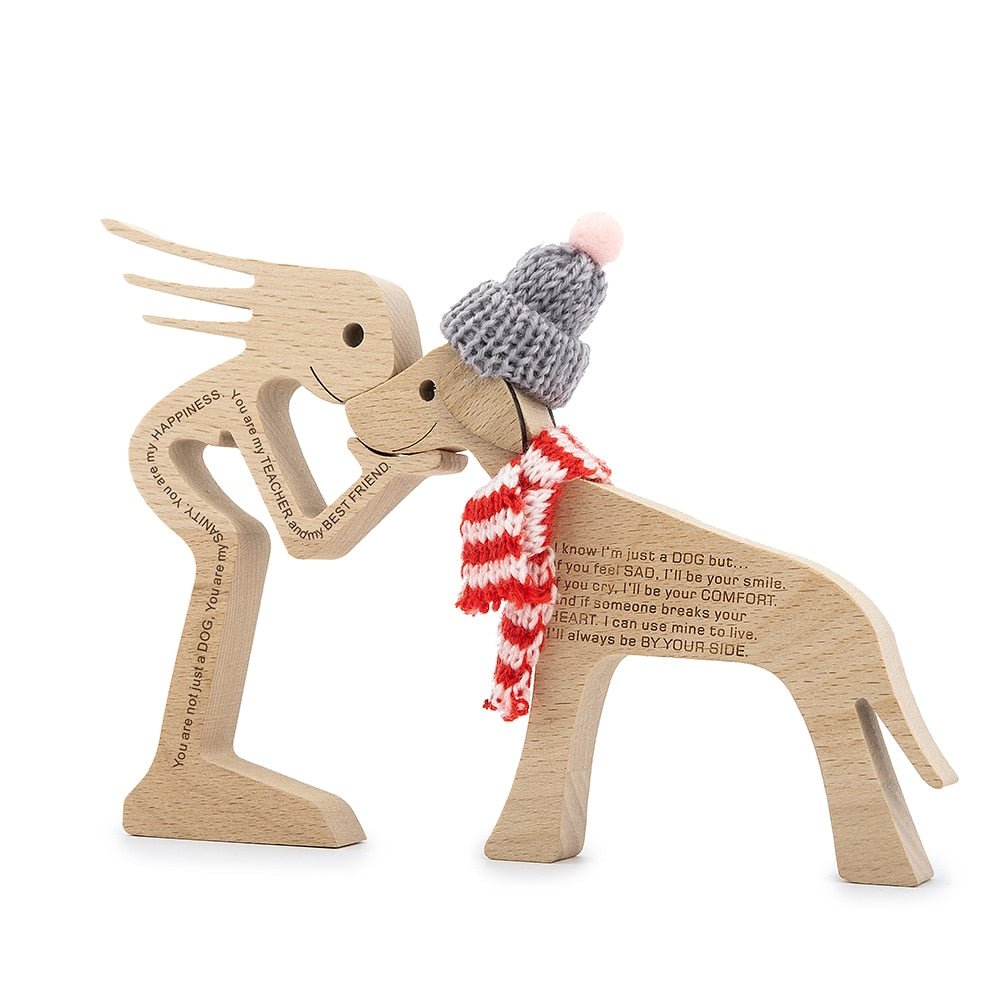 Family Puppy Wood Dog Figurine Desk Ornament - DormVibes