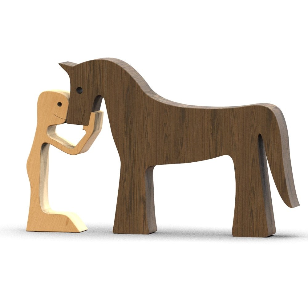 Family Puppy Wood Dog Figurine Desk Ornament - DormVibes