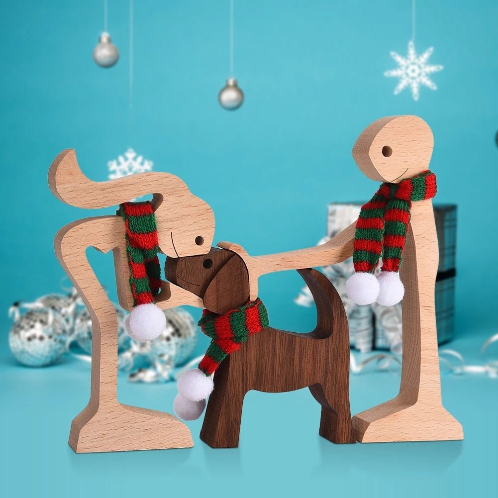 Family Puppy Wood Dog Figurine Desk Ornament - DormVibes