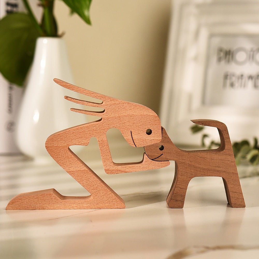 Family Puppy Wood Dog Figurine Desk Ornament - DormVibes