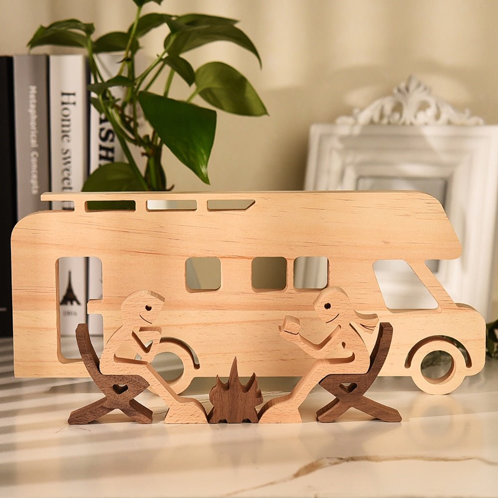 Family Puppy Wood Dog Figurine Desk Ornament - DormVibes