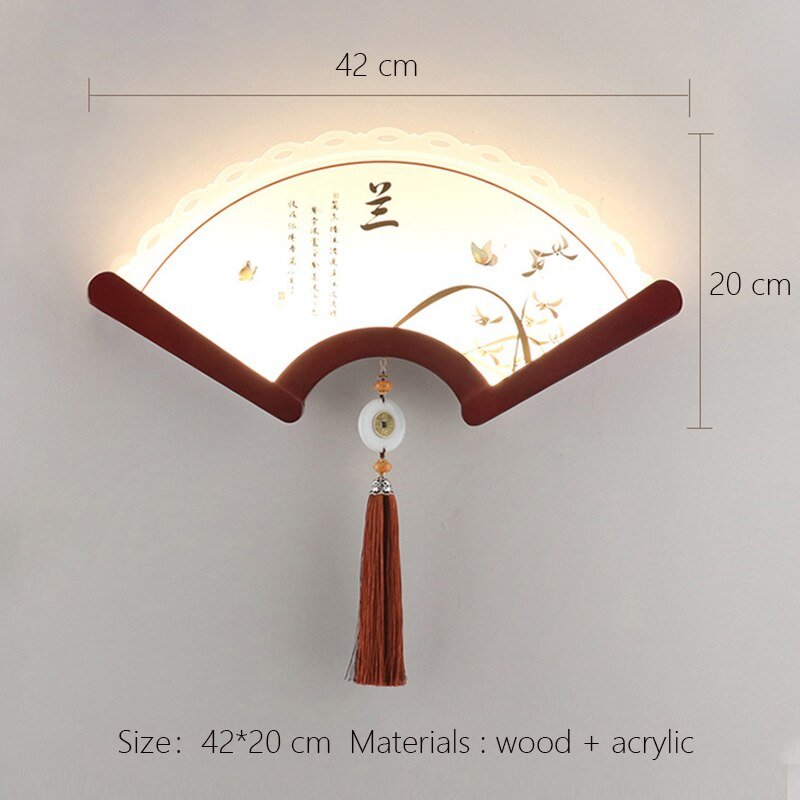 Fan-Shaped Wood Wall Lamp - Retro Japanese LED Light for Bedroom and Living Room Decor - DormVibes