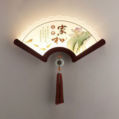 Fan-Shaped Wood Wall Lamp - Retro Japanese LED Light for Bedroom and Living Room Decor - DormVibes