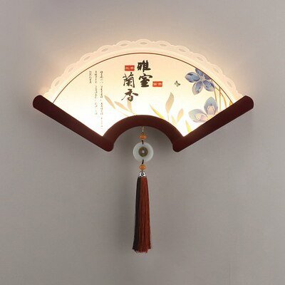Fan-Shaped Wood Wall Lamp - Retro Japanese LED Light for Bedroom and Living Room Decor - DormVibes