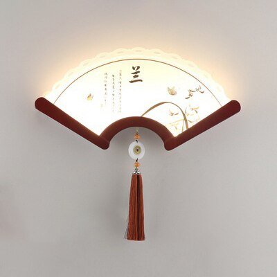 Fan-Shaped Wood Wall Lamp - Retro Japanese LED Light for Bedroom and Living Room Decor - DormVibes