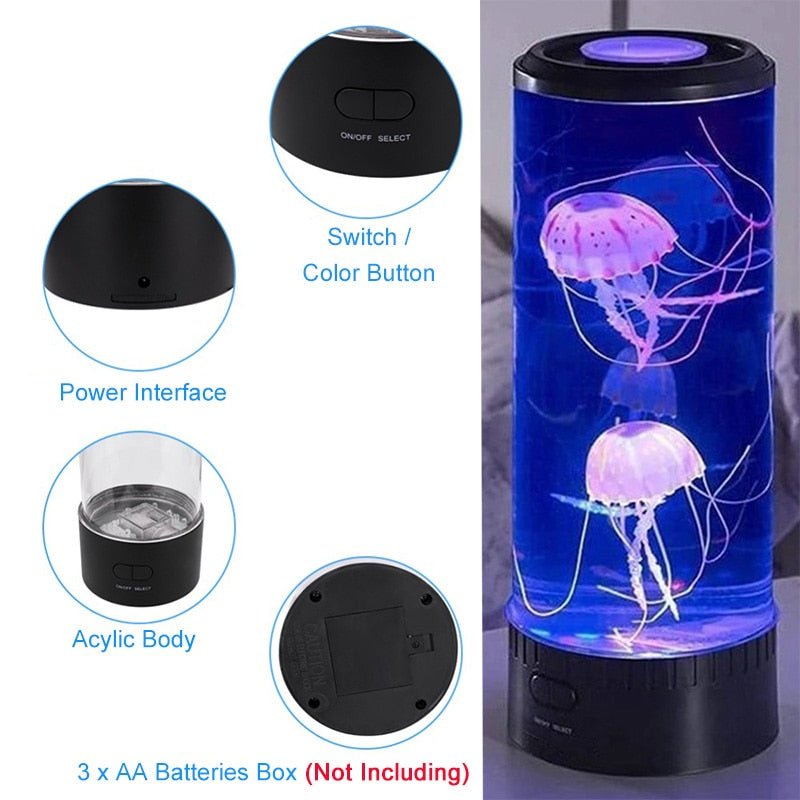 Fancy LED Jellyfish Lamp Aquarium – 5 Colors, Lampka Nocna USB Table Night Light, Children's Gift, Home Bedroom Lighting Decor - DormVibes