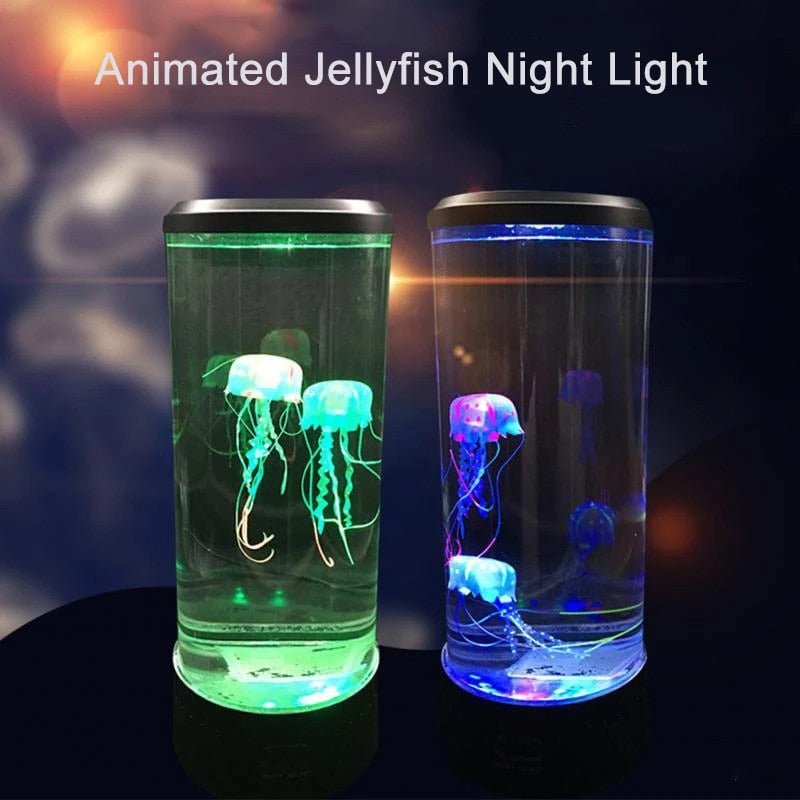 Fancy LED Jellyfish Lamp Aquarium – 5 Colors, Lampka Nocna USB Table Night Light, Children's Gift, Home Bedroom Lighting Decor - DormVibes