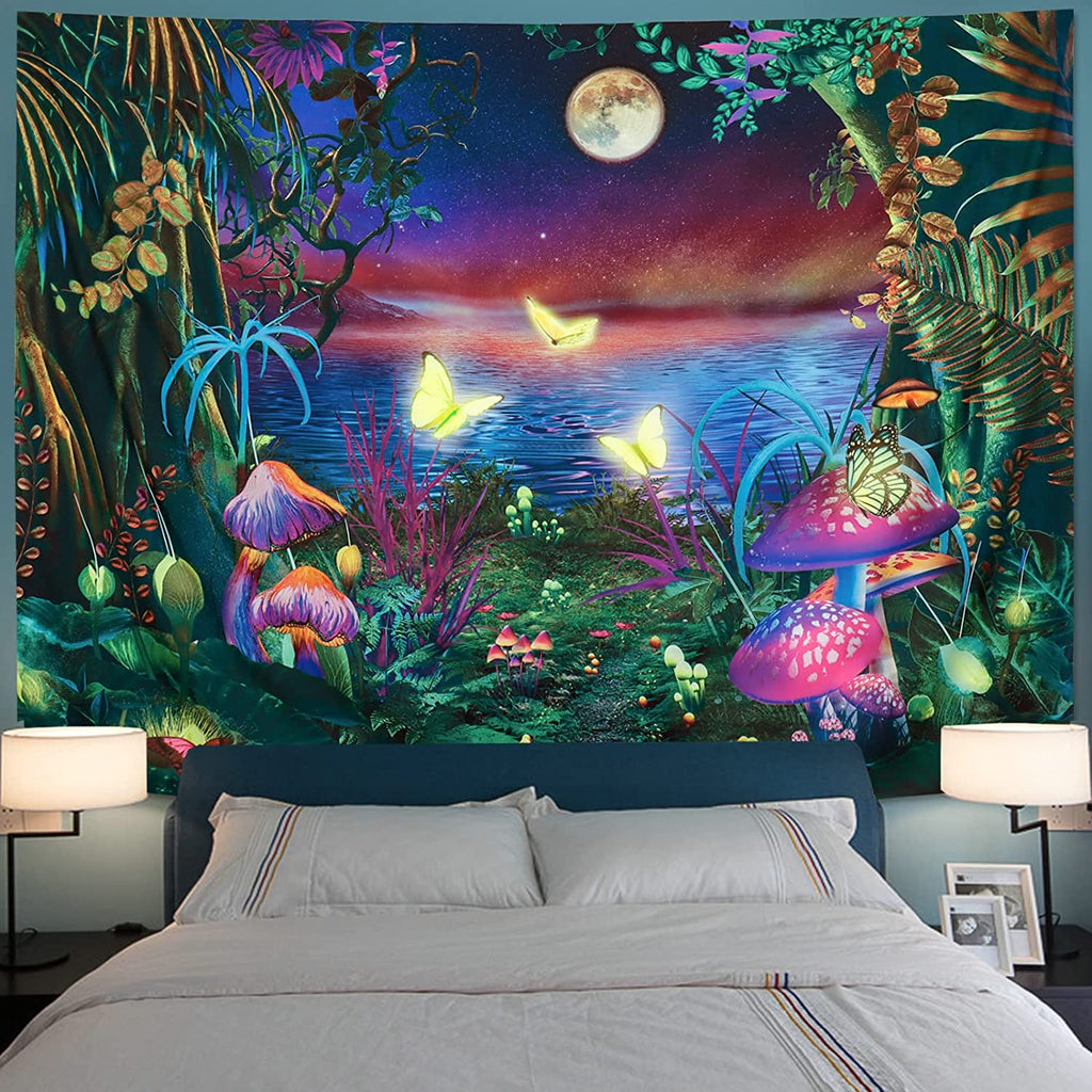 Fantasy Butterfly BlackLight Tapestry - DormVibes