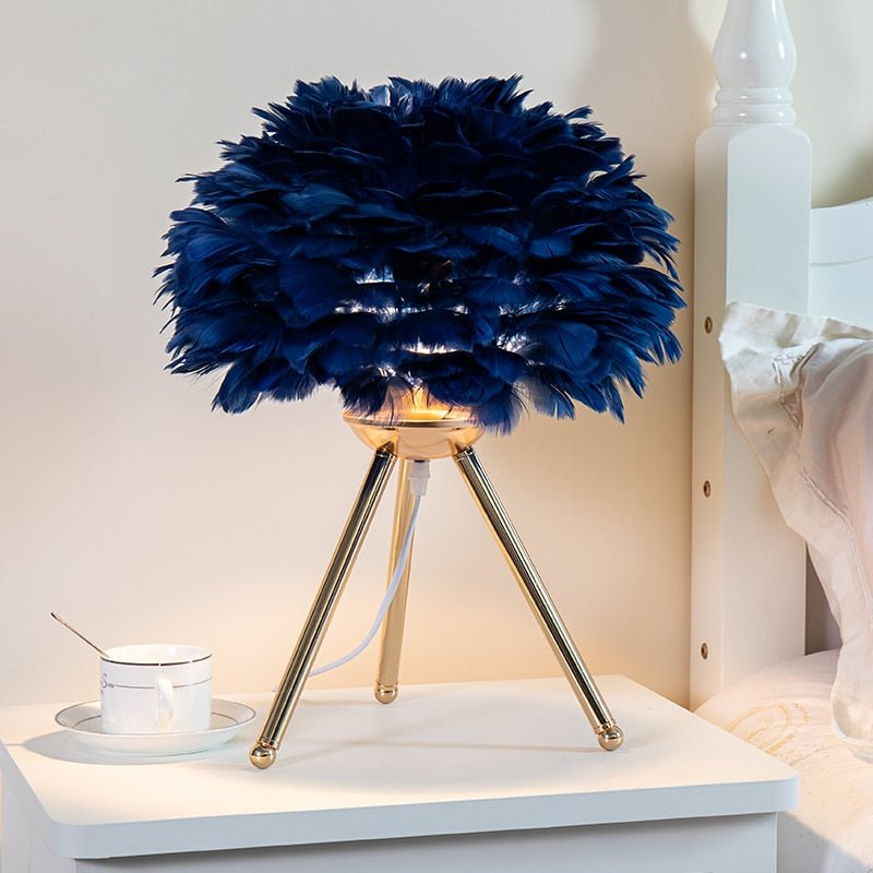 Fluffy Dreams Feather Lamp For Bedside or Table - DormVibes
