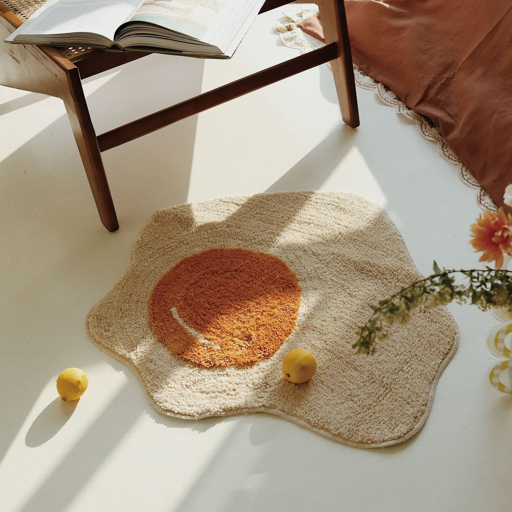 Fried Egg Pattern Tufted Rug: Non-Slip, Absorbent Doormat for Kitchens, Bathrooms, Bedrooms, and More - DormVibes
