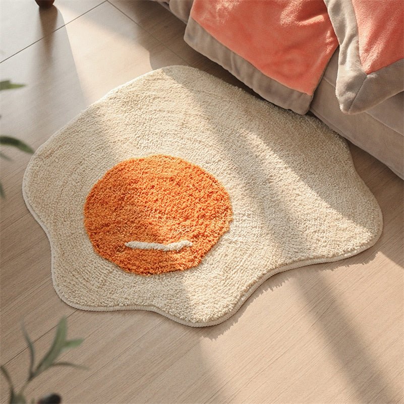 Fried Egg Pattern Tufted Rug: Non-Slip, Absorbent Doormat for Kitchens, Bathrooms, Bedrooms, and More - DormVibes