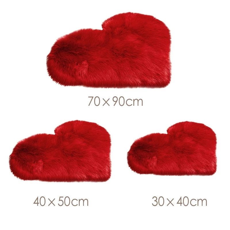 Furry Solid Color Heart Rug – Bedroom Bedside Floor Cushion, Living Room Coffee Table Mat, Fashionable Anti-Slip Carpets, Home Decor - DormVibes