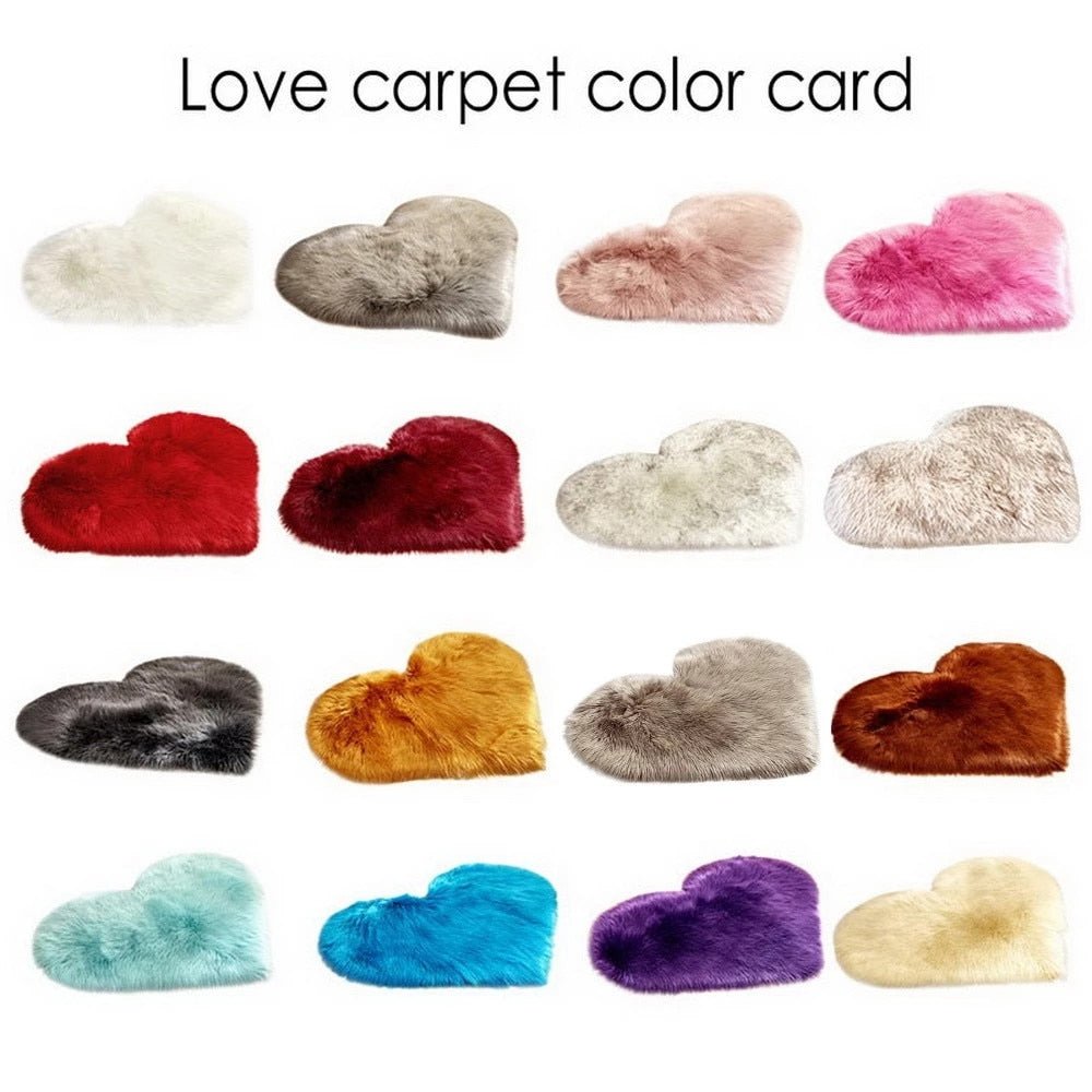 Furry Solid Color Heart Rug – Bedroom Bedside Floor Cushion, Living Room Coffee Table Mat, Fashionable Anti-Slip Carpets, Home Decor - DormVibes