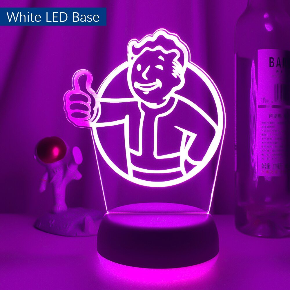 Game Fallout Shelter Logo LED Night Light – Kids' Bedroom Decoration, Cool Event Prize, Colorful USB Table Lamp, Child-Friendly Design - DormVibes
