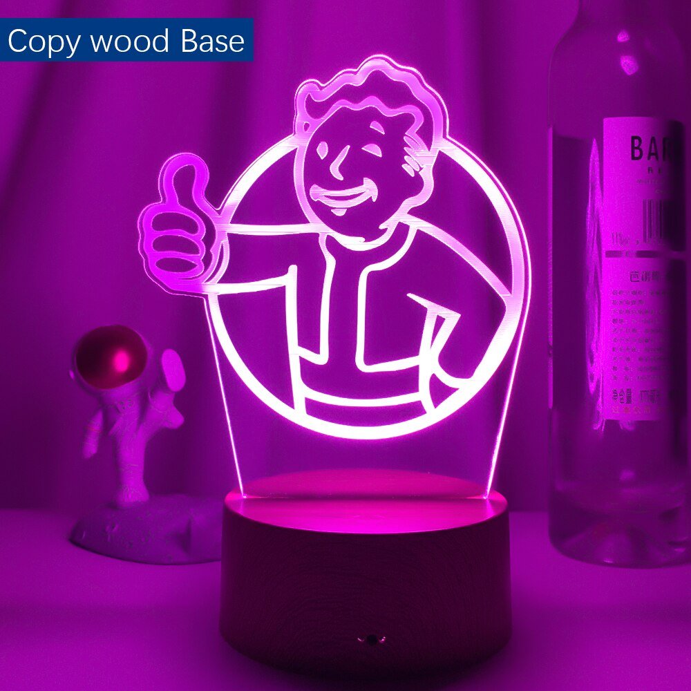 Game Fallout Shelter Logo LED Night Light – Kids' Bedroom Decoration, Cool Event Prize, Colorful USB Table Lamp, Child-Friendly Design - DormVibes