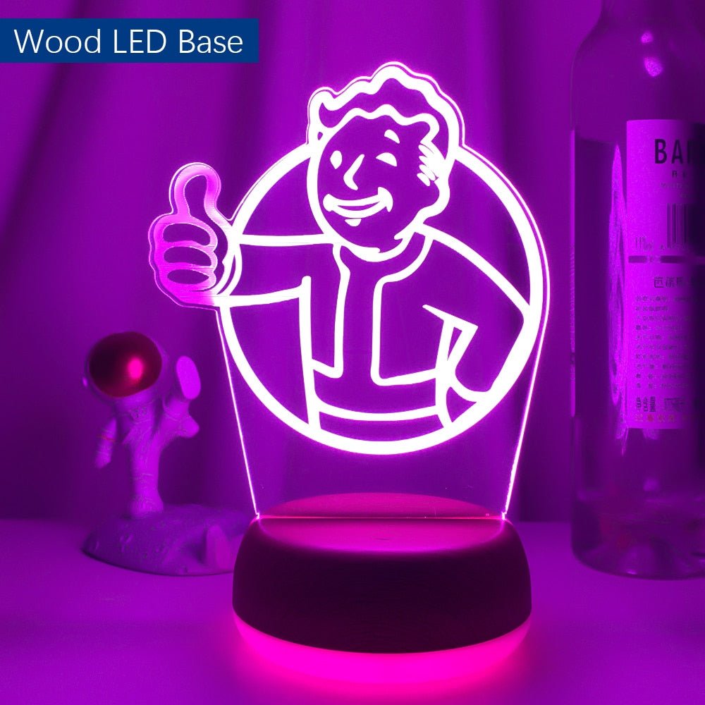 Game Fallout Shelter Logo LED Night Light – Kids' Bedroom Decoration, Cool Event Prize, Colorful USB Table Lamp, Child-Friendly Design - DormVibes