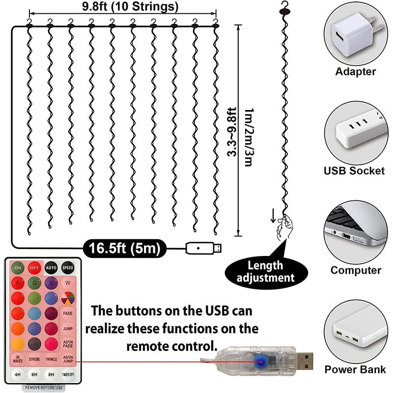 Generic LED Fairy Lights Curtain Lights - DormVibes