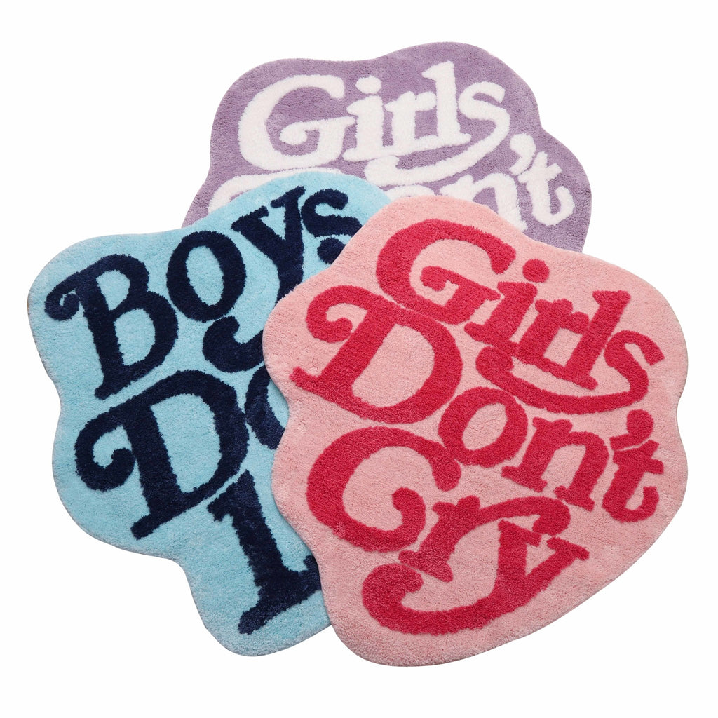 Girls Boys Dont Cry Edgy Faux Wool Floor Mat - DormVibes