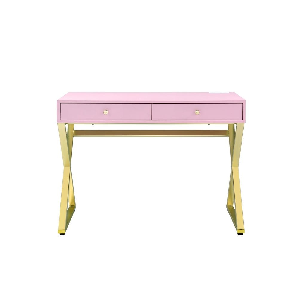 Glam Desk Table with Drawers and USB Plugs - DormVibes