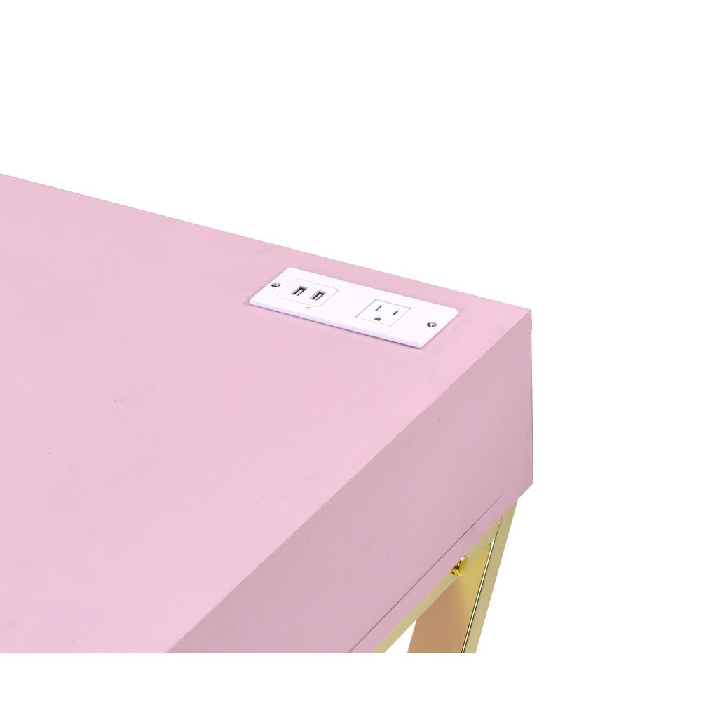 Glam Desk Table with Drawers and USB Plugs - DormVibes
