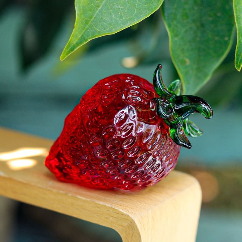 Glass Red Strawberry Figurine Desk Ornament - DormVibes