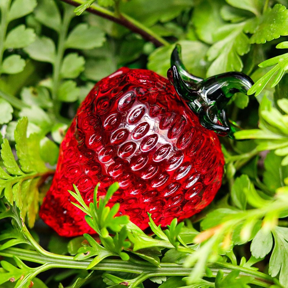 Glass Red Strawberry Figurine Desk Ornament - DormVibes