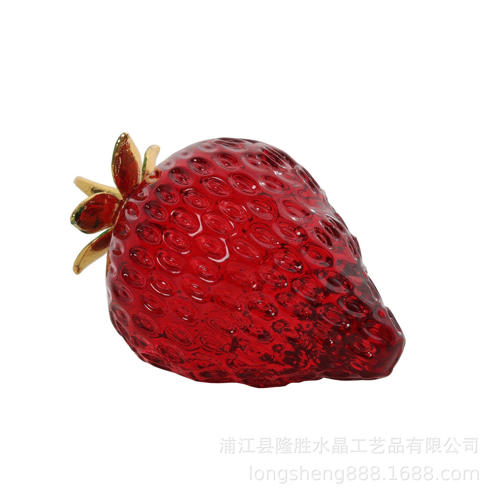 Glass Red Strawberry Figurine Desk Ornament - DormVibes