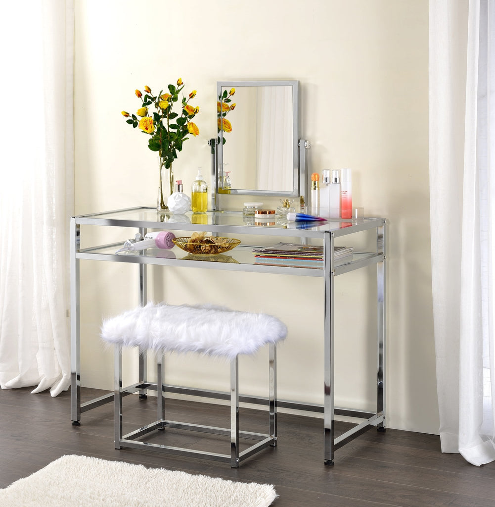 Glitz and Glam Vanity Desk with Stool Set - DormVibes