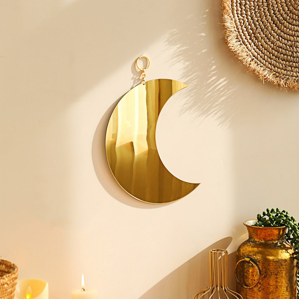 Gold Moon Phase Wall Mirror For Boho Room - DormVibes