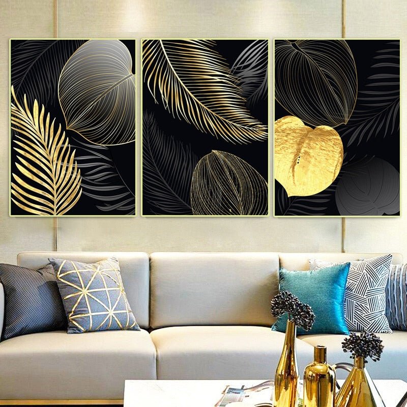 Golden Vibes Leaf Wall Art - DormVibes