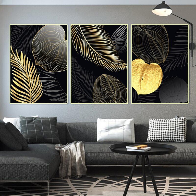 Golden Vibes Leaf Wall Art - DormVibes
