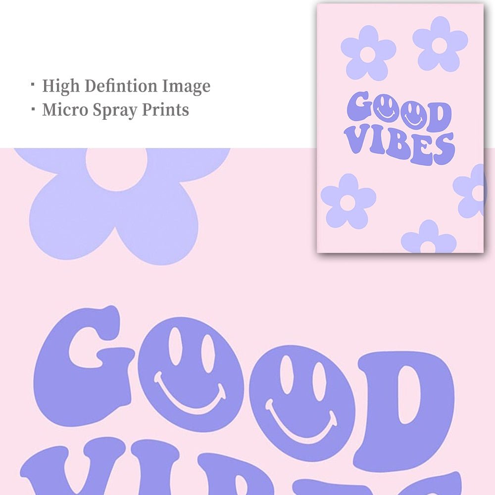 Greek Statue Danish Pastel Print Purple Checkered Smiley Flower Aesthetic Bedroom Wall Art Decor - DormVibes