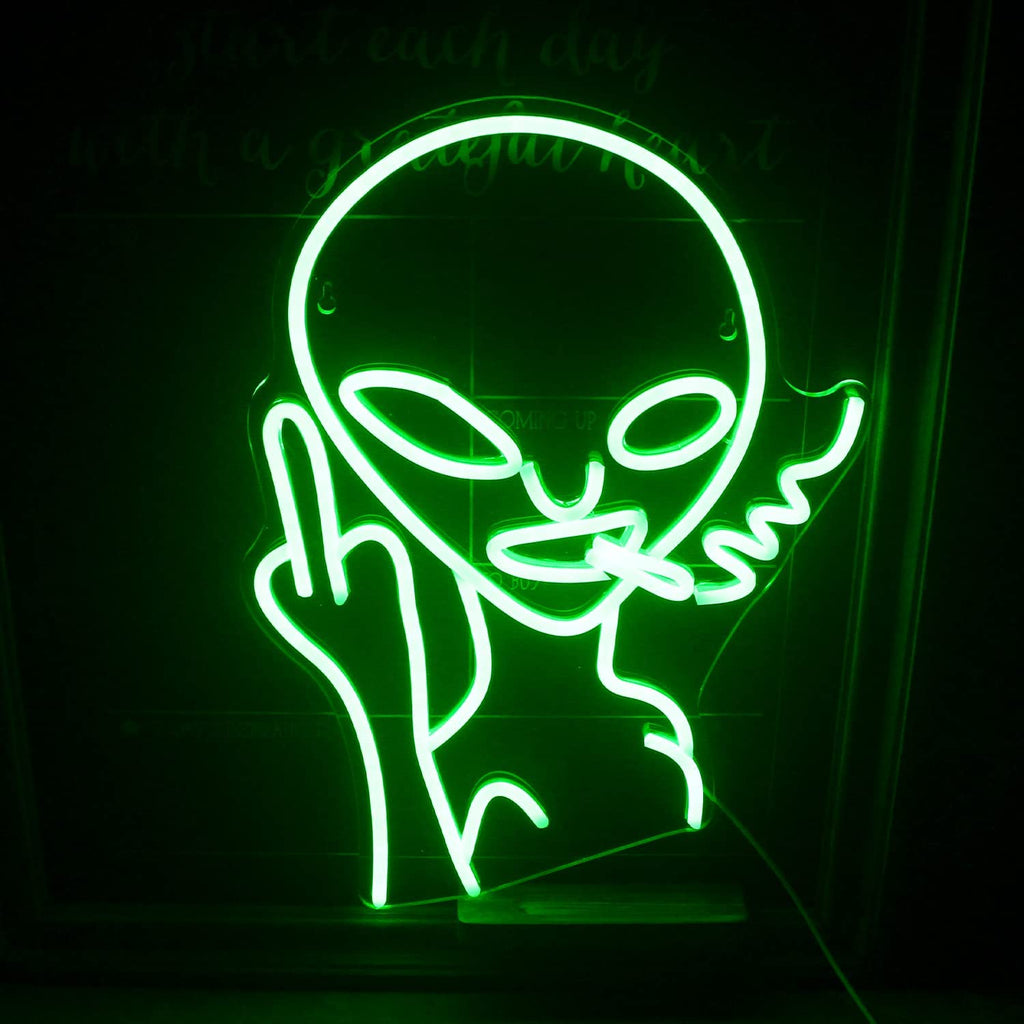 Green Alien Neon Sign Alien - DormVibes