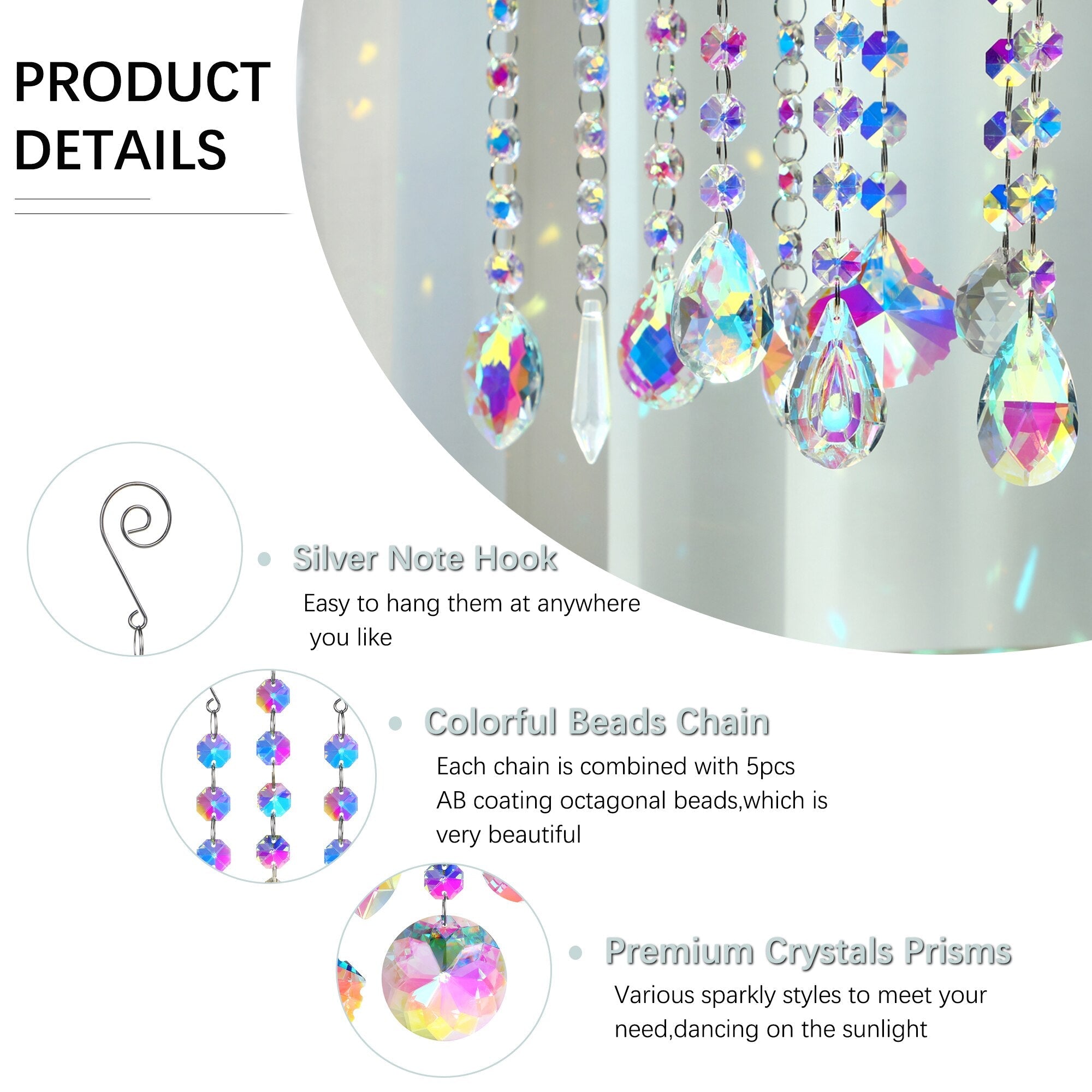 H&D 9-Piece Rainbow Maker Crystal Window Hanging Set – Suncatchers