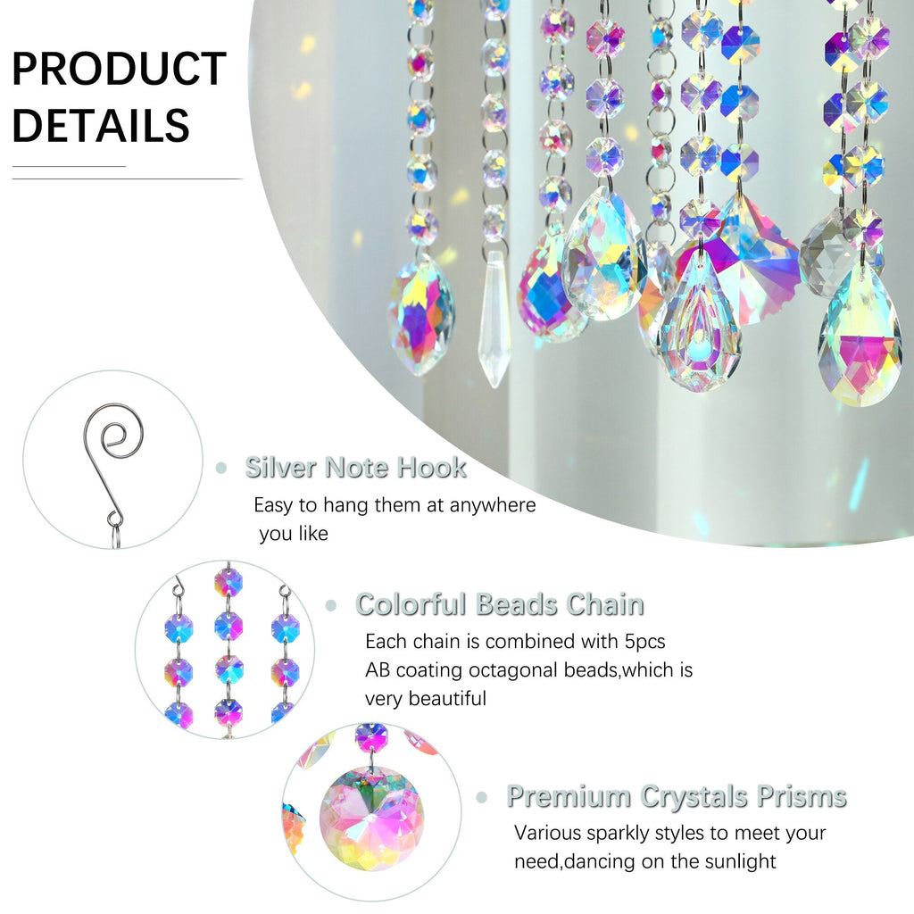 H&D 9-Piece Rainbow Maker Crystal Window Hanging Set – Suncatchers Ornament, AB-Coating Pendant, Home, Chandelier, Garden, Christmas Decor - DormVibes