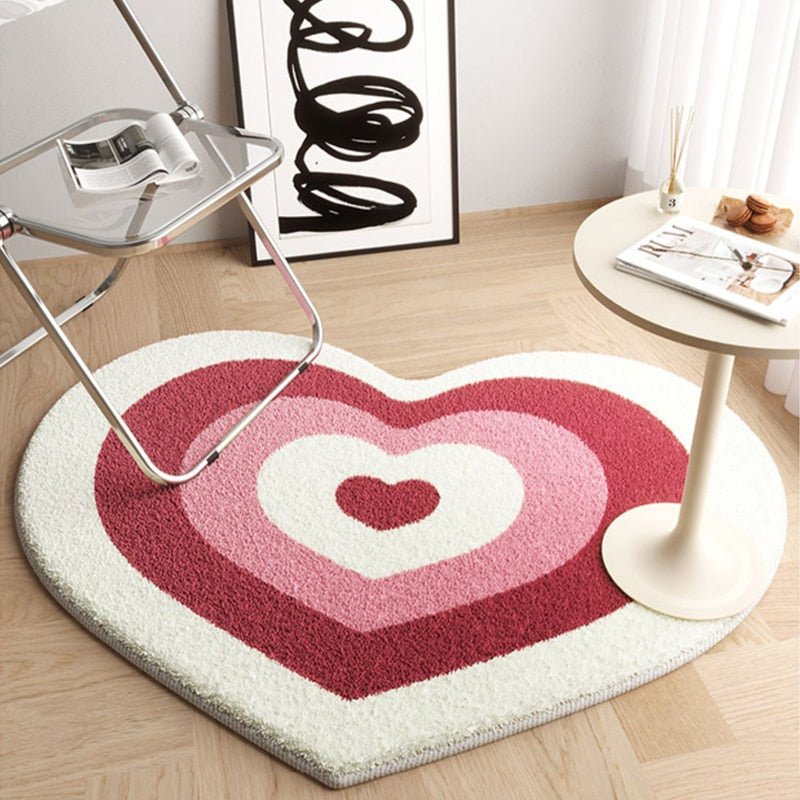 Heartwarming Love Shaped Plush Rug - Fashionably Minimalistic Living Room Carpet for IG-Worthy Home Decor - DormVibes