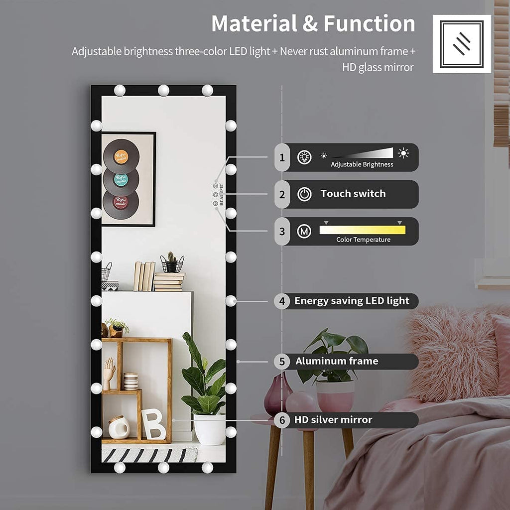 Hollywood Style Full Length Mirror With LEDs - DormVibes